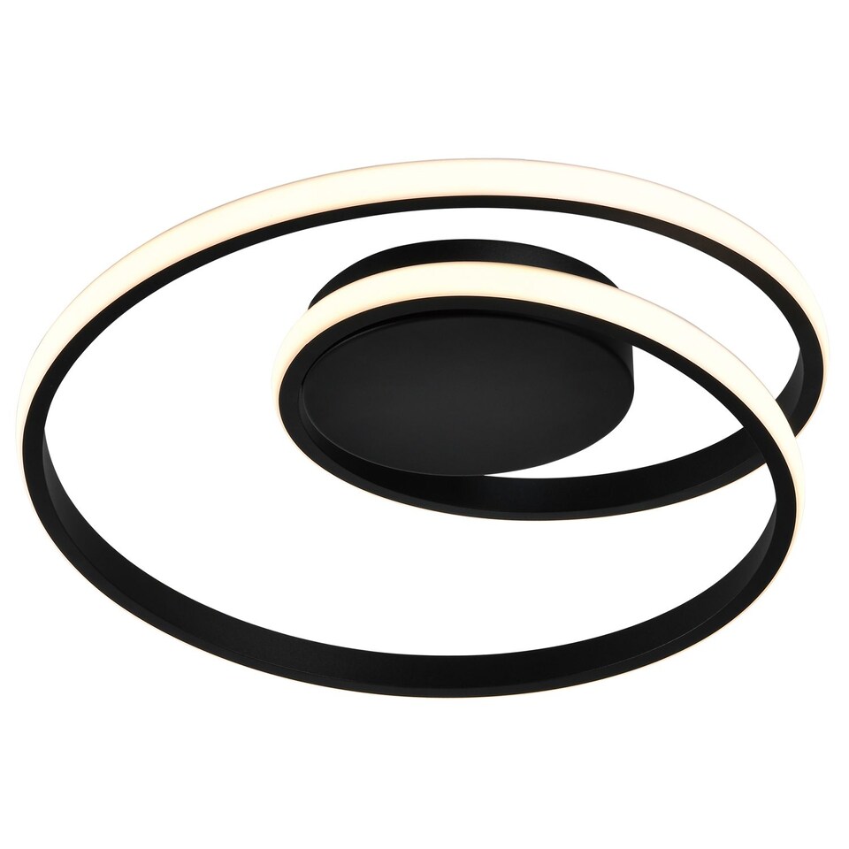 image 1 of Modern Single Loop Strip Flush LED Powered Ceiling Light Fitting in Black Sand | Black | Black | 1