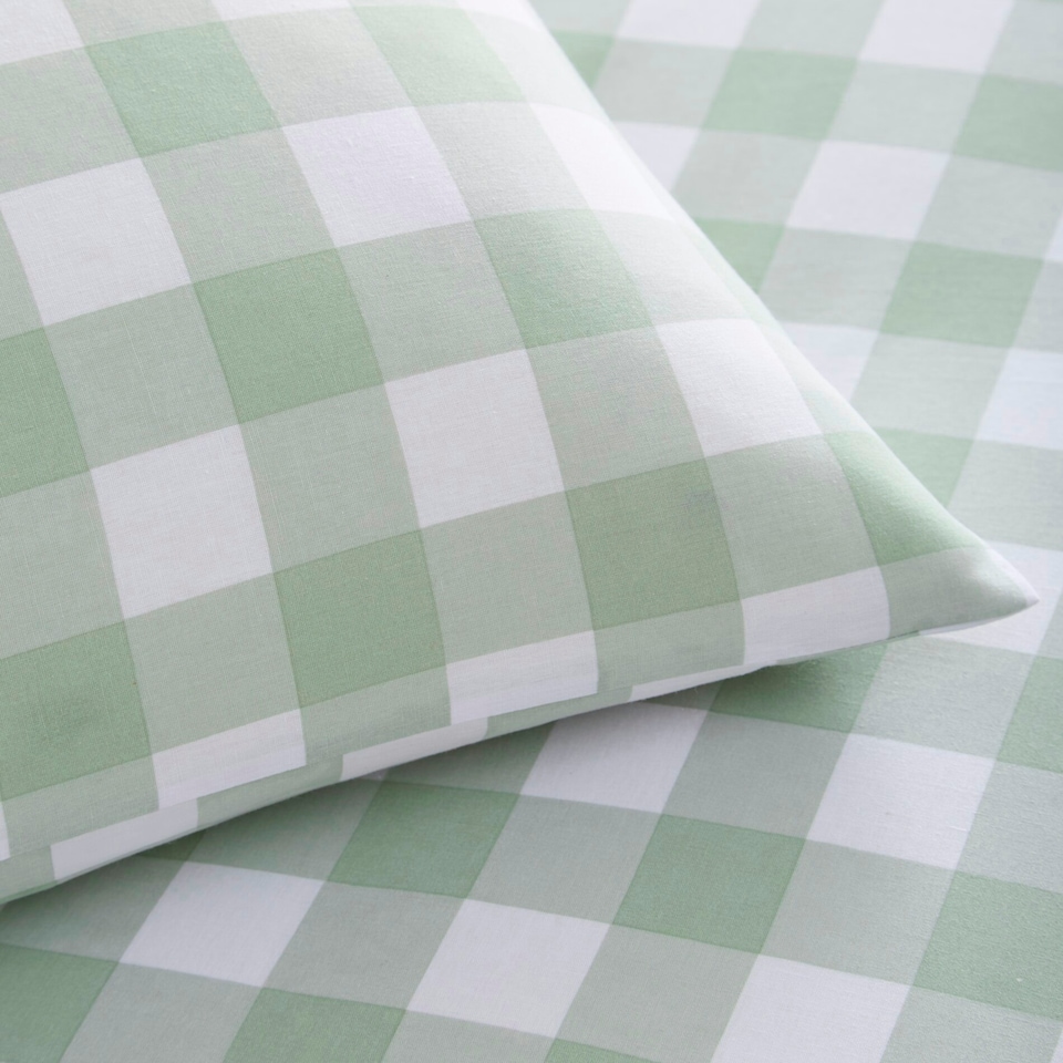 image 1 of Portfolio Home Gingham Check Bedding Duvet Cover Set With Pillow Cases Green | Single