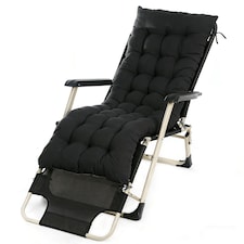Pack of 1 Sun Lounger Cushion Pad for Garden Recliner Chair | Black | Black