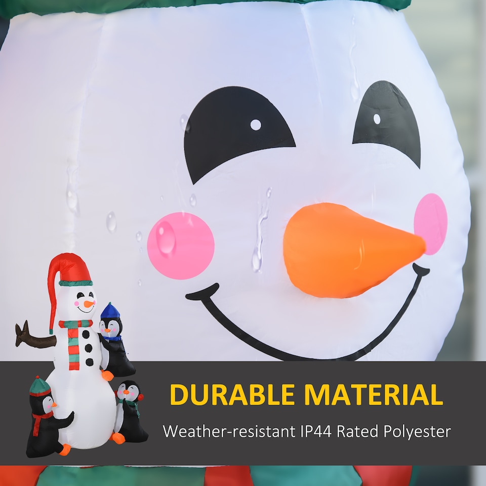 image 1 of HOMCOM 6ft Inflatable Christmas Snowman with Three Penguins LED Xmas Decor Holiday Outdoor Yard Decoration