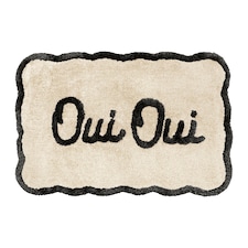 Oui Oui Slogan Scalloped Bath Mat