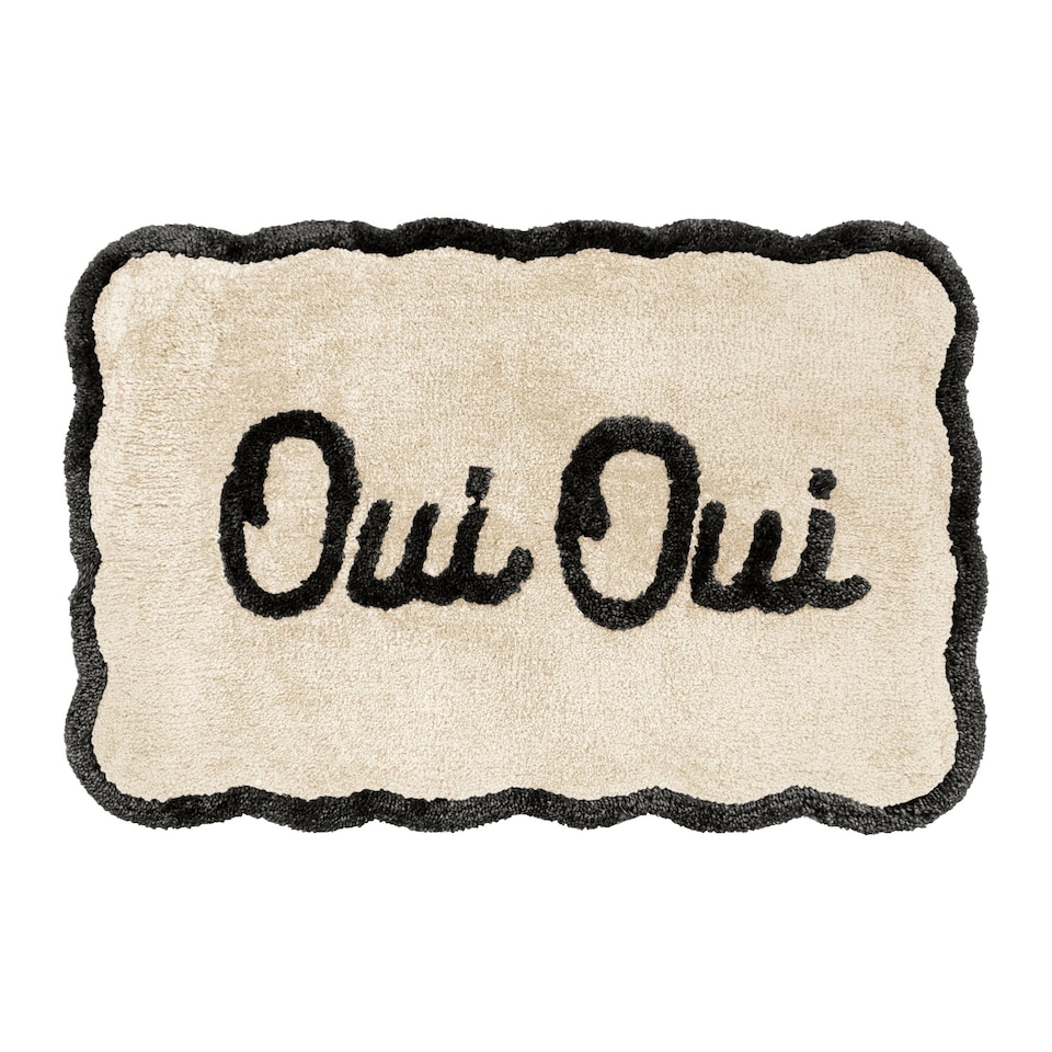 image 1 of Oui Oui Slogan Scalloped Bath Mat