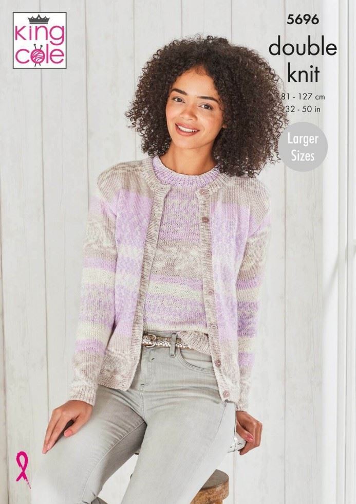 King Cole Fjord DK Knitting Pattern 5696, Cardigans and Sweaters for Women - 32 - 50 Inches