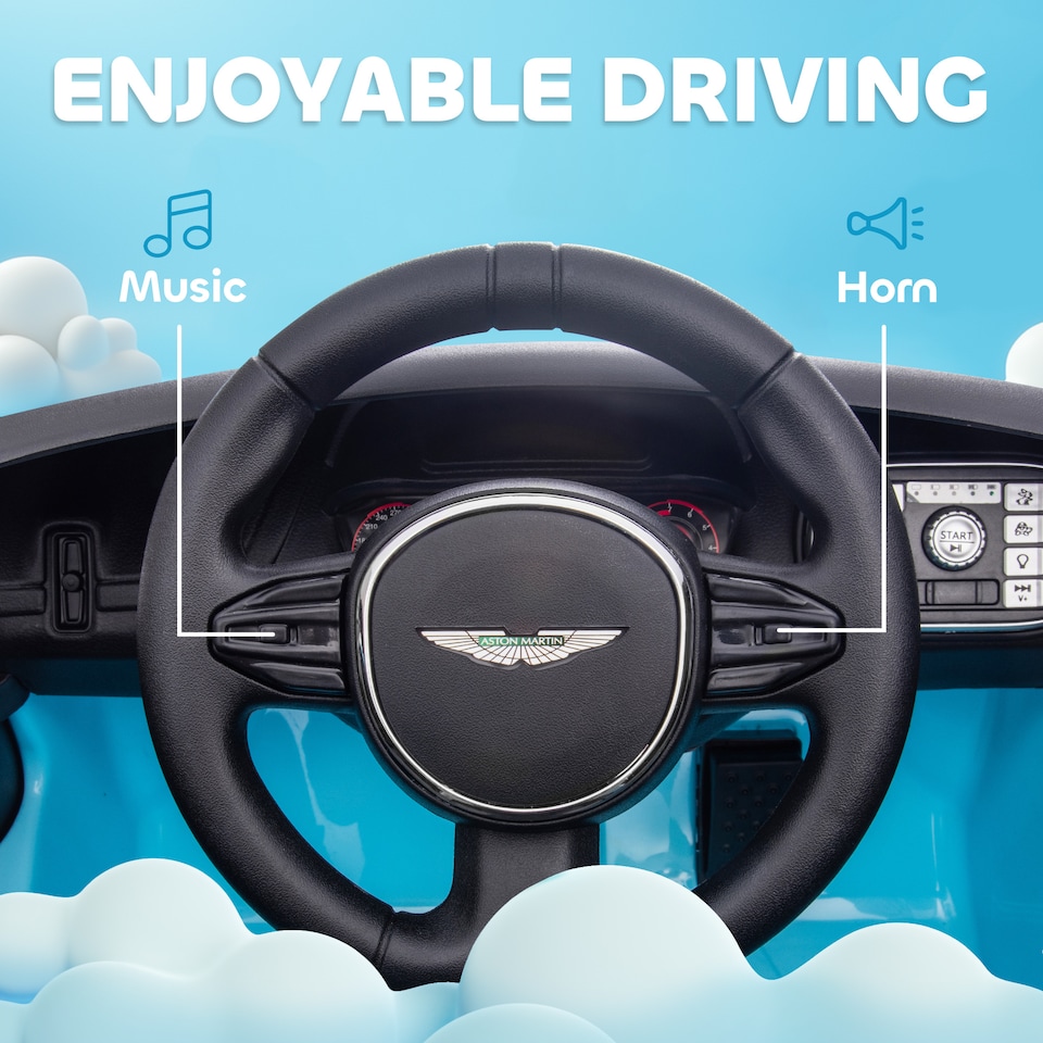 image 1 of AIYAPLAY 12V Kids Electric Car, Aston Martin DBX Licensed Kids Ride on Car with Remote Control, 4 Suspension Wheels, LED Lights, Music, Horn, Slow Start, for Ages 3-6 Years, Blue