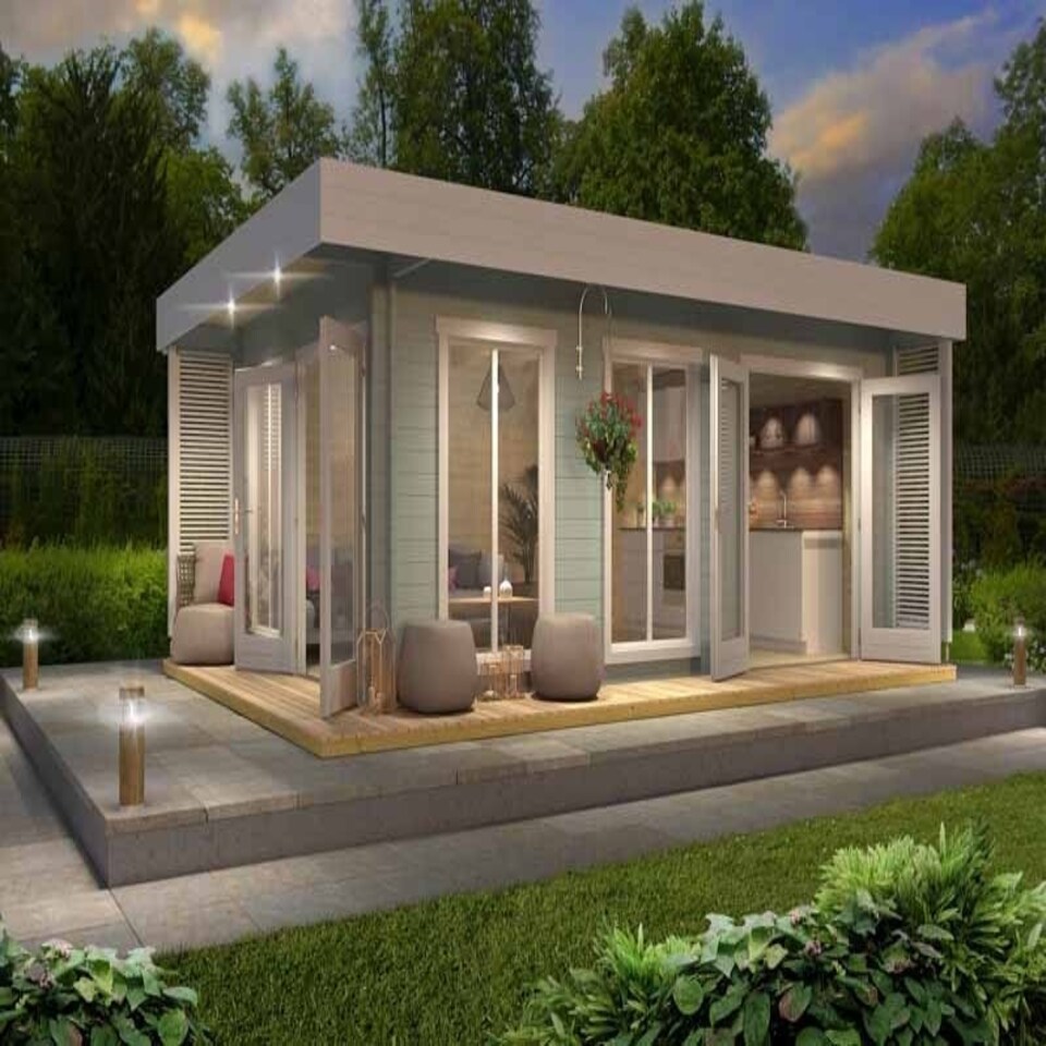 image 1 of Dominica-Log Cabin, Wooden Garden Room, Timber Summerhouse, Home Office - L660 x W480 x H245.1 cm Brown