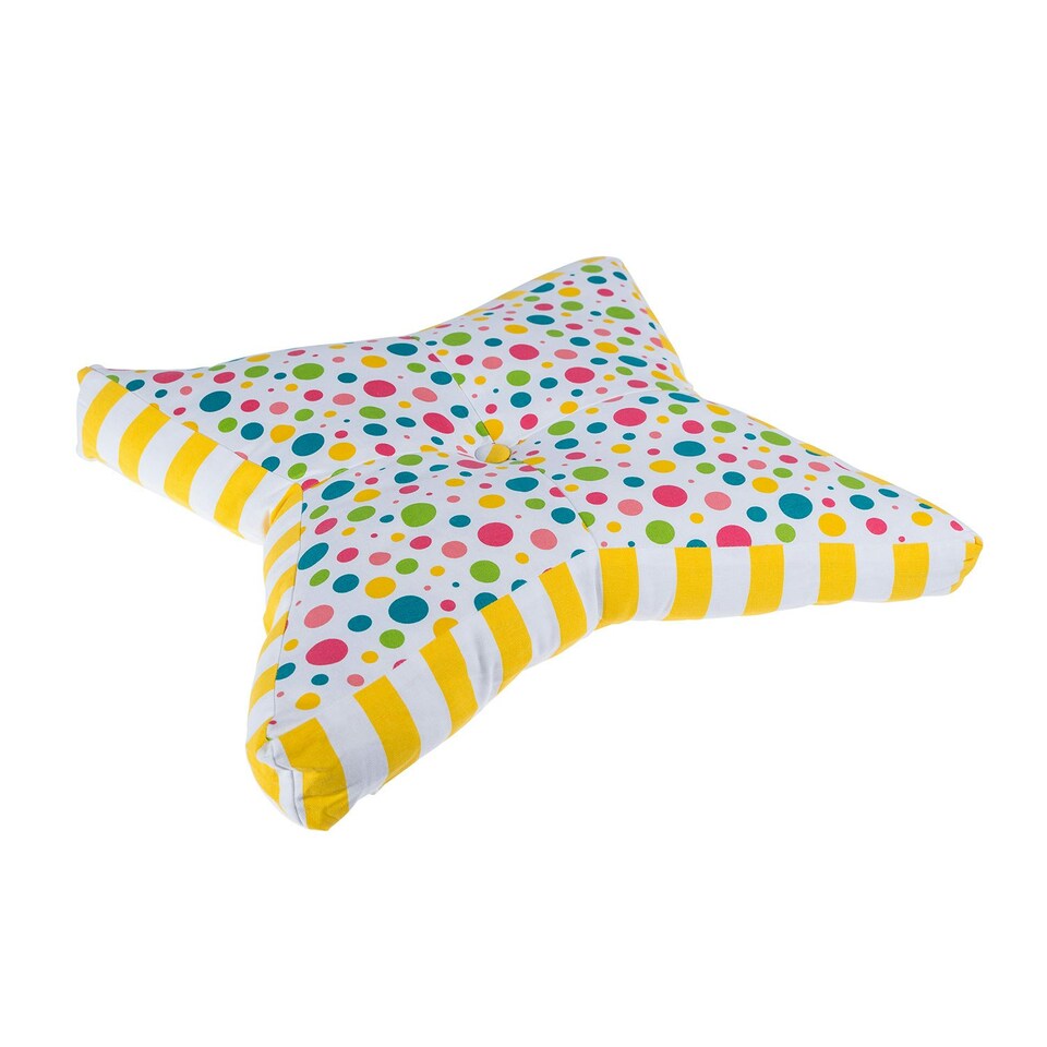 image 1 of Homescapes Multi Polka Dots Star Floor Cushion Multi