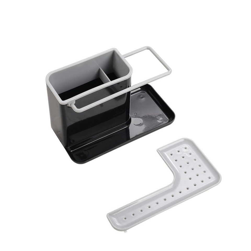 image 1 of Living and Home Kitchen Sink Storage Sponge Cloth Holder - Black & Grey