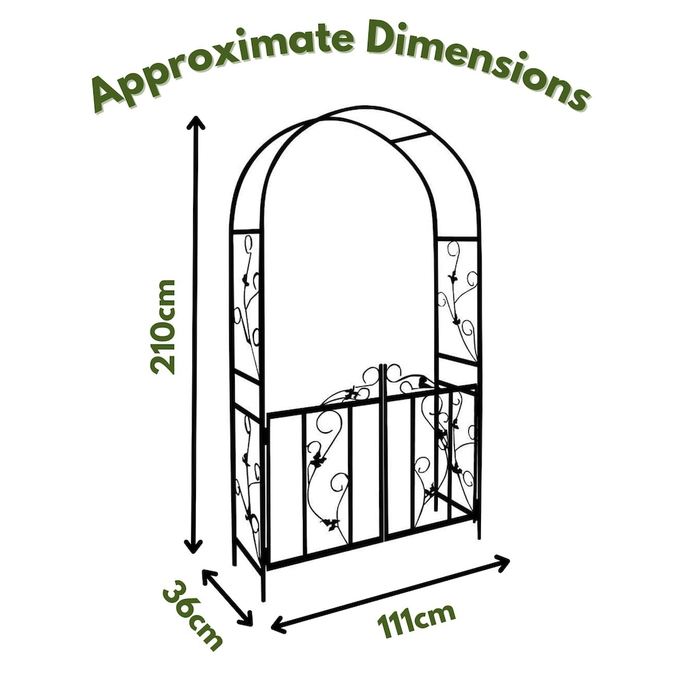 image 1 of Marco Paul 2.1m Steel Frame Garden Arch With Gate