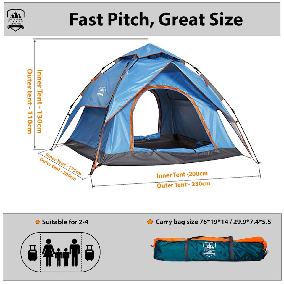 image 1 of Instant 4 Man Pop Up Dome Tent