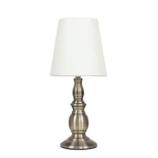 ValueLights Sierra Antique Gold Touch Table Lamp Cream Shade