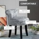image 4 of HOMCOM Dressing Table Stool with Rubber Wood Legs, Ice Velvet Vanity Stool for Living Room Bedroom, Grey