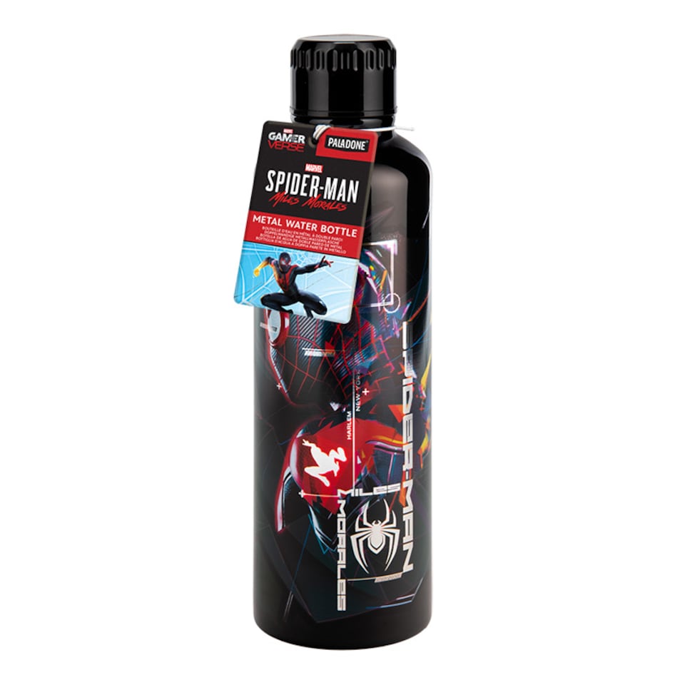 image 1 of Miles Morales Spider-Man Metal Water Bottle, 500ml Stainless Steel Insulated Flask for School & Sports, Paladone