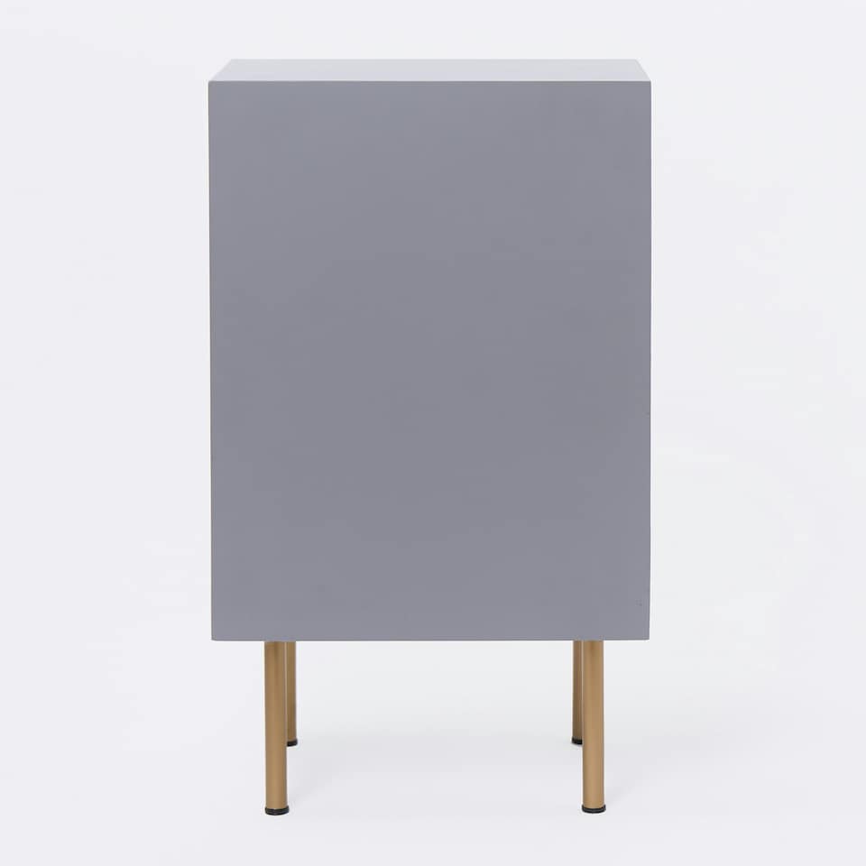 image 1 of OHS 3 Drawer Modern Ribbed Office Side Bedroom Nightstand Bedside Table Grey