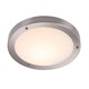 image 1 of Portico Bathroom Flush Ceiling Light Frosted Glass, Satin Nickel IP44, E27