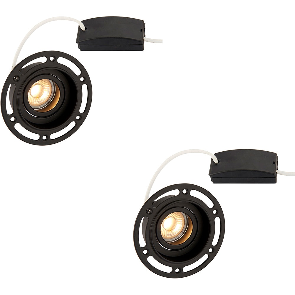 Loops 2 PACK Trimless Plaster-In Downlight - 50W GU10 Reflector LED - Matt Black