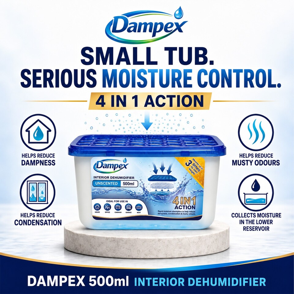 image 1 of Dampex Dehumidifier Moisture Absorber 500ml Tub 10 Pack - Unscented