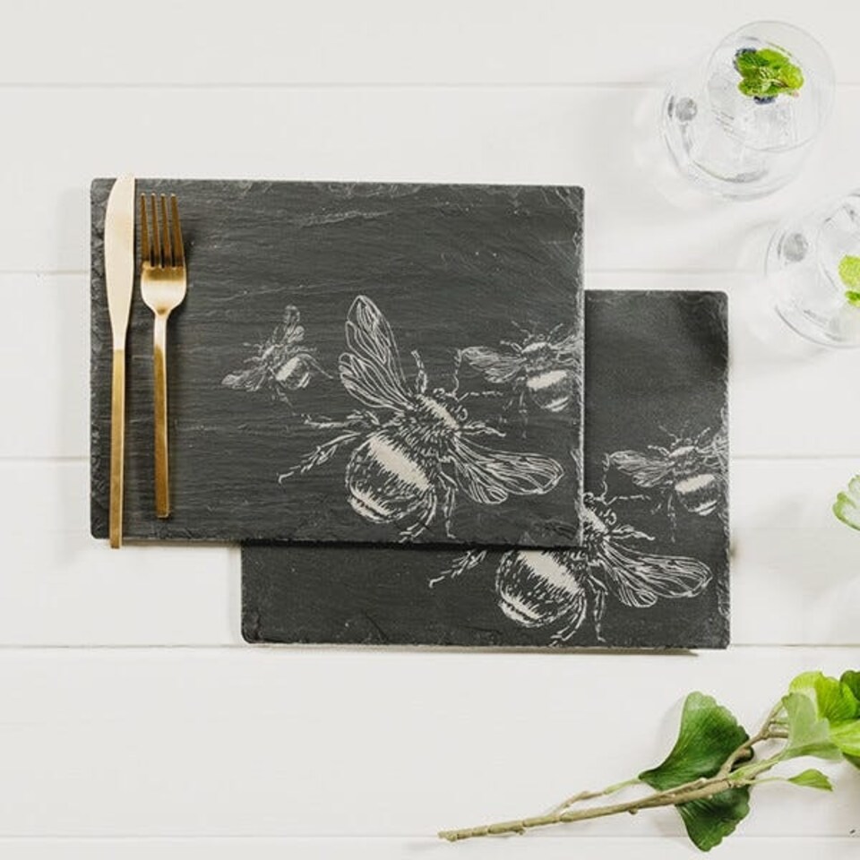 image 1 of The Just Slate Company Set of 2 Bee Slate Placemats