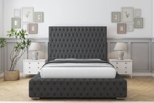 Sloomy Ambassador Graphite Dumfries Bed Frame With Mattress With 50" Upholstered Headboard 2'6 Small Single