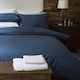 image 2 of Belledorm 540 Thread Count Satin Stripe Duvet Cover Set - Navy - Kingsize