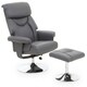 image 1 of Interiors by Premier Comfortable Grey Leather Effect Reclining Chair and footstool, Easy to Clean Leather Chair, Comfy Footstool