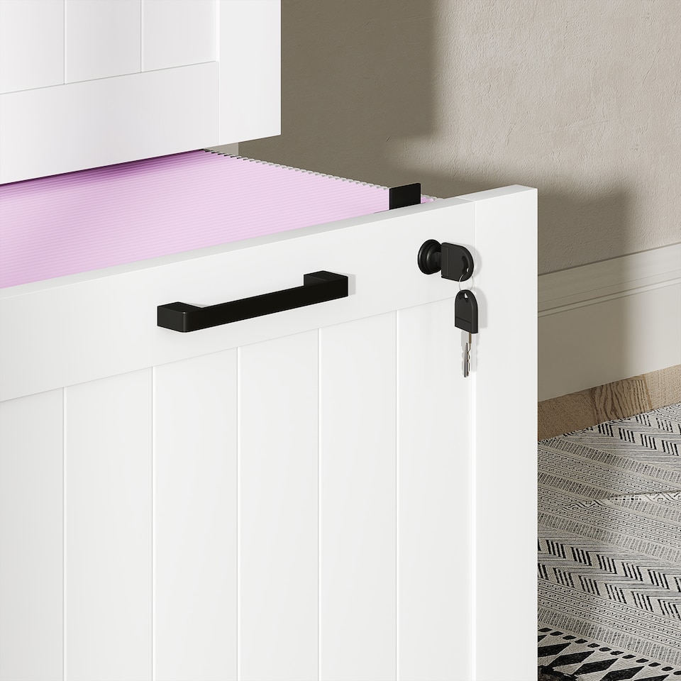 image 1 of HOMCOM 3 Drawer File Cabinet with Lock, Vertical Filing Cabinet with Adjustable Hanging Bars for A4 and Letter Size File Folders, Printer Stand with Storage, White | White | White