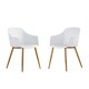 image 9 of Set of 2 Eden Modern Dining Chairs, Faux Leather Padded Cushion & Solid Wooden Legs Blue