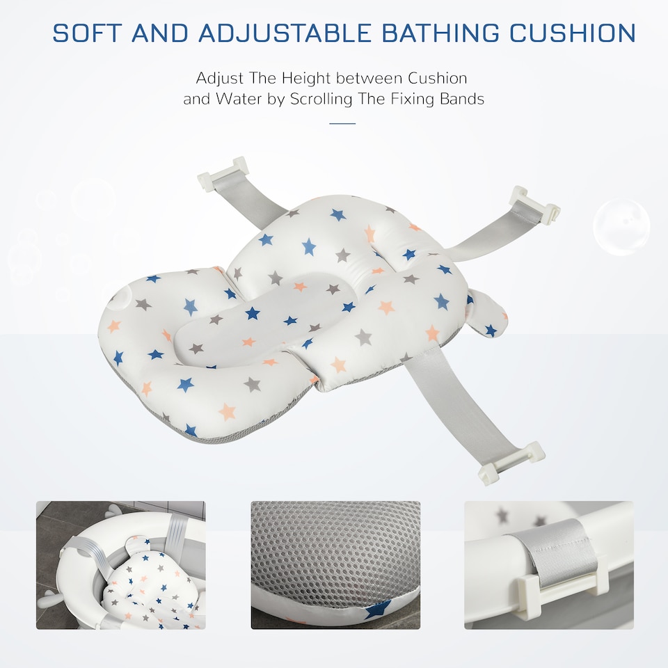 image 1 of HOMCOM Foldable Baby Bath Tub Ergonomic with Temperature-Induced Water Plug