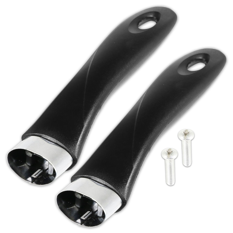 image 1 of SPARES2GO Frying Pan Handle Curved Black Bakelite Saucepan Pot Cookware Replacements (200mm, Pack of 2) Black