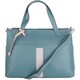 image 4 of Womens Premium Soft Genuine Leather Twin Tote Style Shoulder Handbag with Detachable Shoulder Strap - Aqua / Ivory Black | Black/Cloud