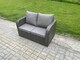 image 5 of Fimous 6 Seater Garden Furniture Set Rattan Outdoor Lounge Sofa Chair With Tempered Glass Table 2 Big Footstool Dark Grey Mixed