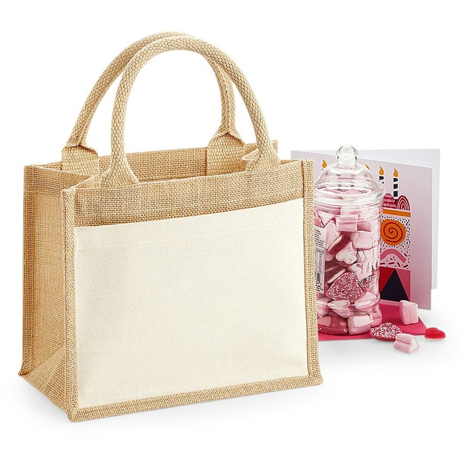 image 1 of Westford Mill Pocket Jute Gift Bag - Natural - One Size Cream