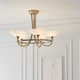 image 4 of Cagney 5 Light Semi Flush Multi Arm Ceiling Light Antique Brass, White Glass, G9