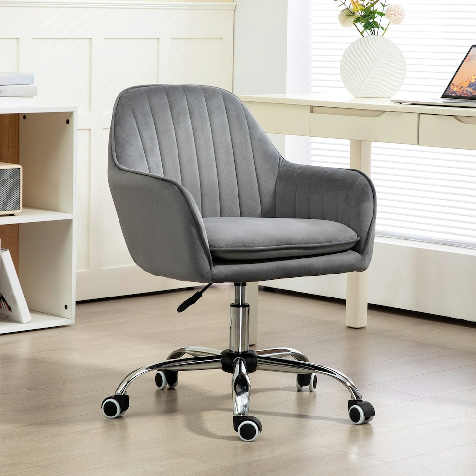 image 1 of HOMCOM Office Chair, Swivel Desk Chair w/ Adjustable Height, Grey Grey