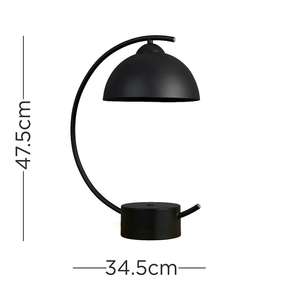 image 1 of ValueLights Contemporary Matt Black Crescent Frame Dome Table Lamp