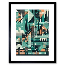 Modern Abstract Geometric Dundee Cityscape Design 9x7" Black Framed Wall Art Print