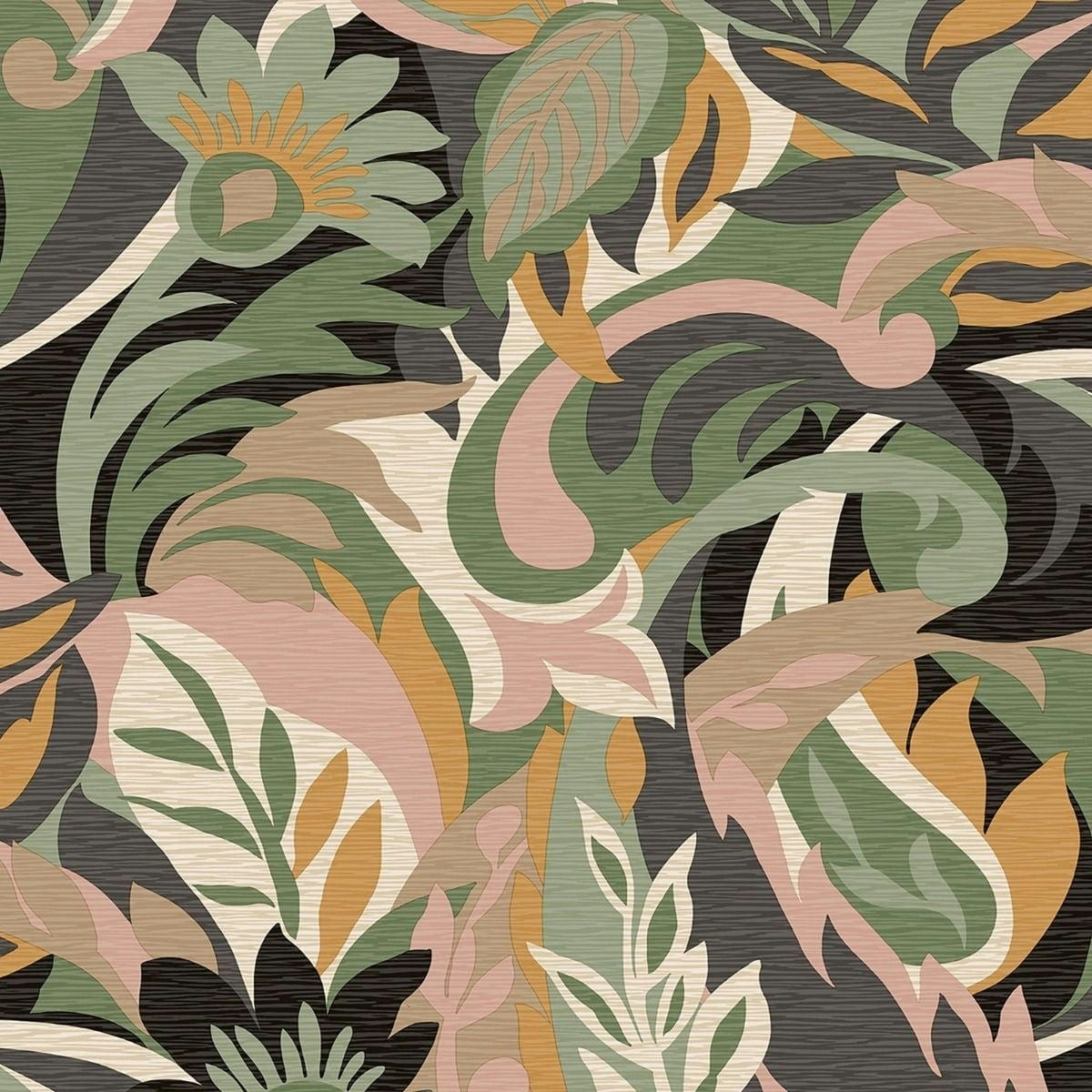 Belgravia Casa Leaf Wallpaper - Blush/Sage Green - 10m x 53cm Pink