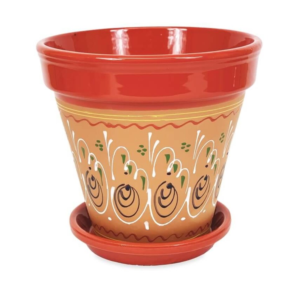 image 1 of Verano Spanish Ceramics Set of 3 Plant Pots & Drainage Plates - 16-29cm Inca Red