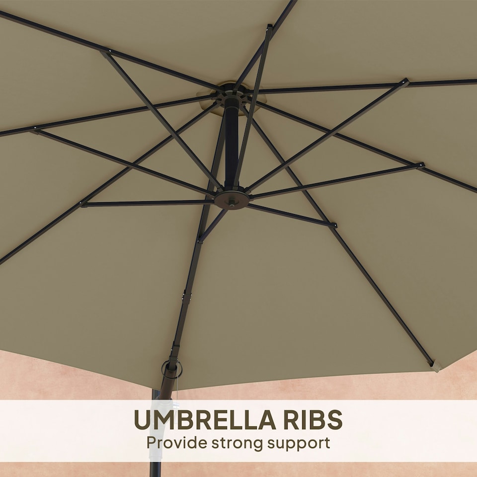 image 1 of Outsunny Sun Parasol with Vent, Wall Umbrella for Patio, Garden, Pool Brown | Khaki