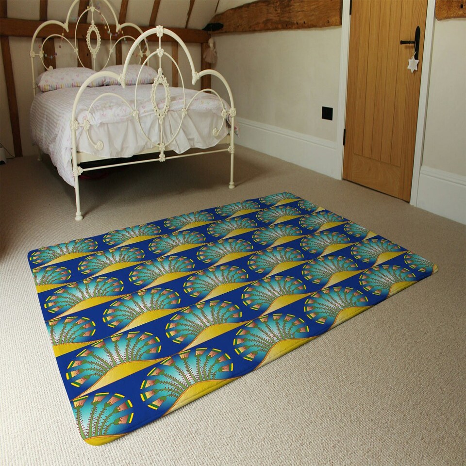 image 1 of Egyptian style motif (Rug) Blue | Small: 60x110cm