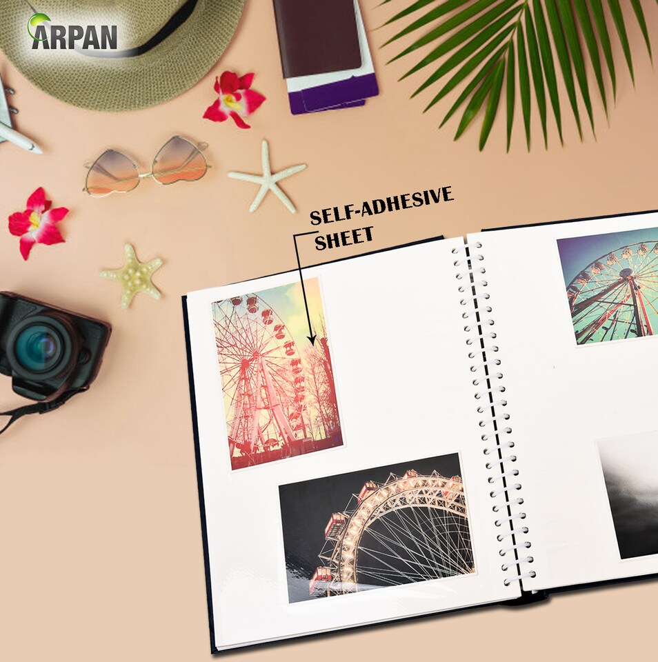 image 1 of ARPAN Self-Adhesive Photo Album – 20 Sheets / 40 Sides Spiral Bound Memory Book – Sticky Page Scrapbook Album for Various Sized Photos, Keepsakes & Special Memories