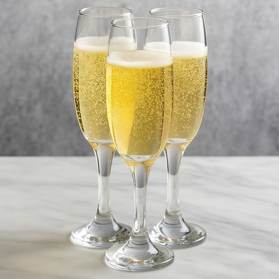 image 1 of Empire Champagne Flute Glasses 220ml Classic Tall Stemmed Barware Set | Clear | Set of 6
