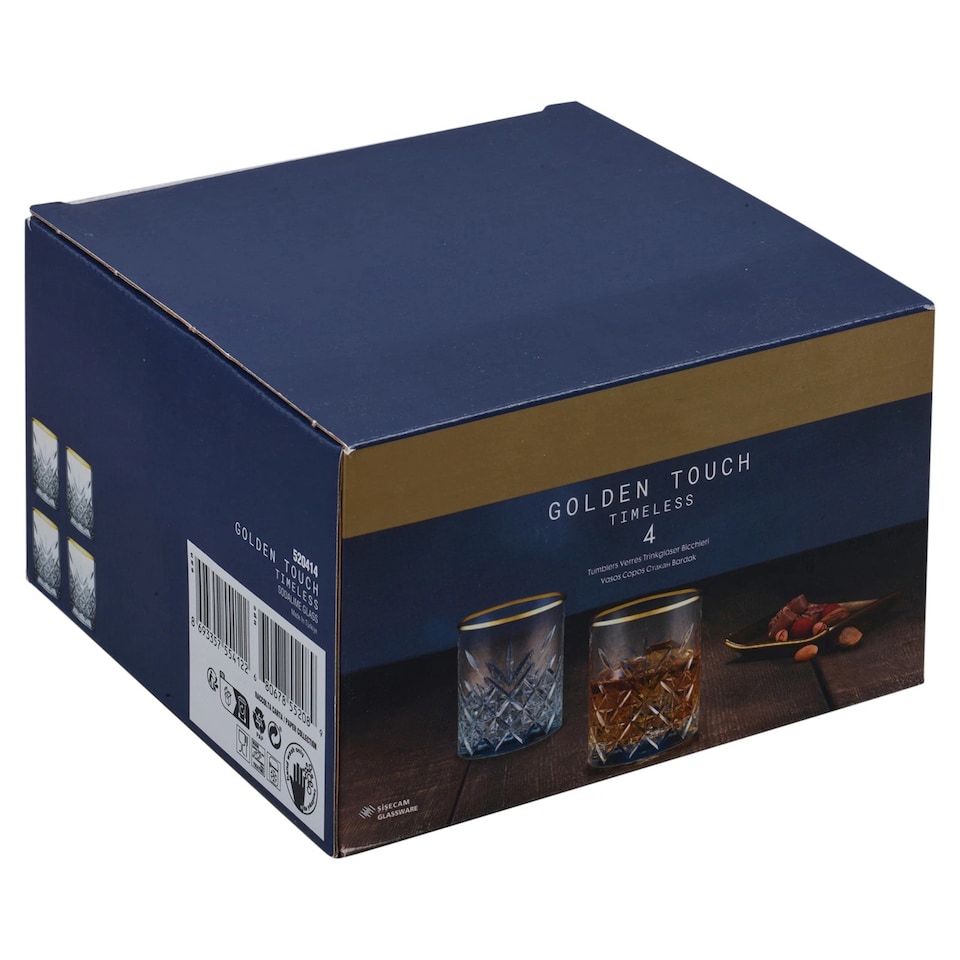 image 1 of Timeless Tumbler With Gold Rim Whiskey Glasses Cocktails 420ml | Clear | Clear | Set of 8