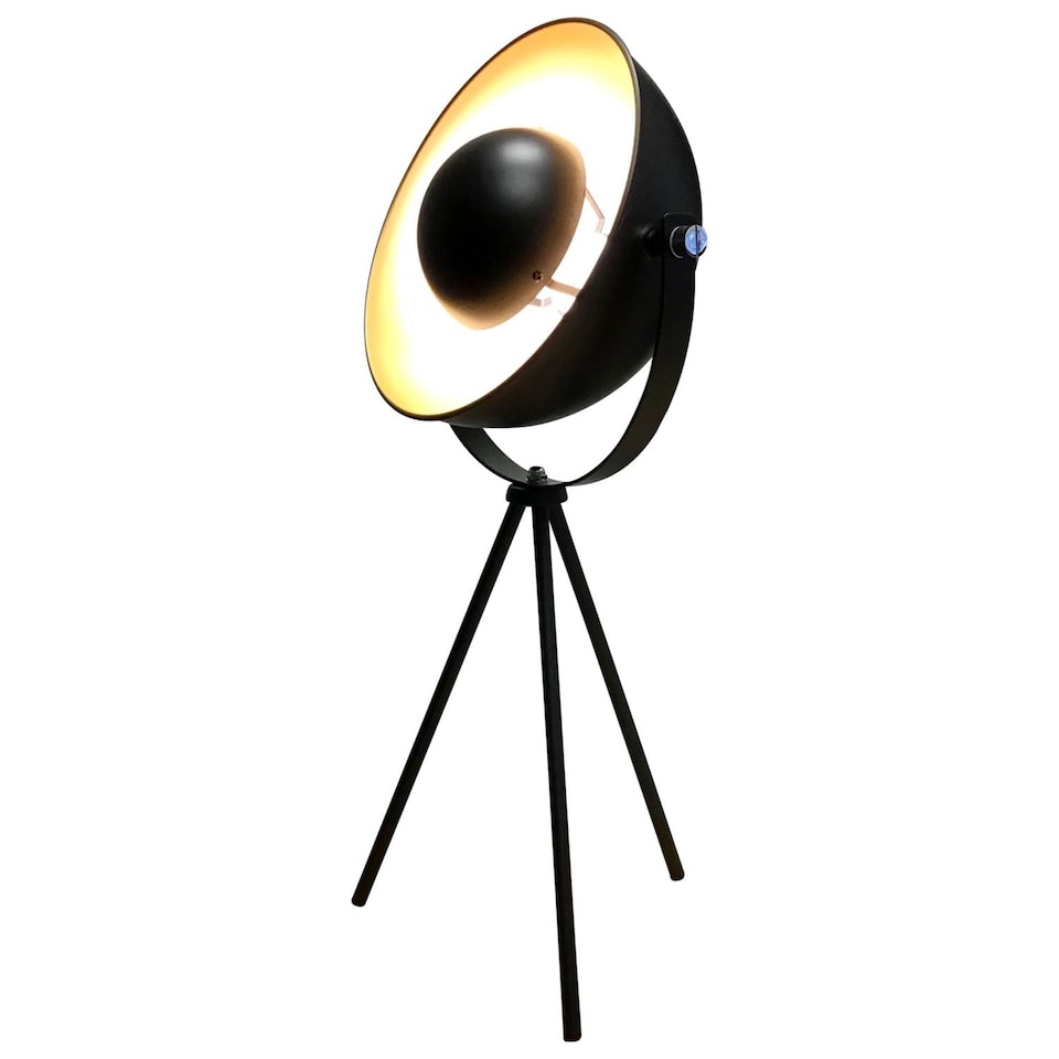 image 1 of Industrial Style Black Tripod Table Lamp | Black | Gold | Large | 1