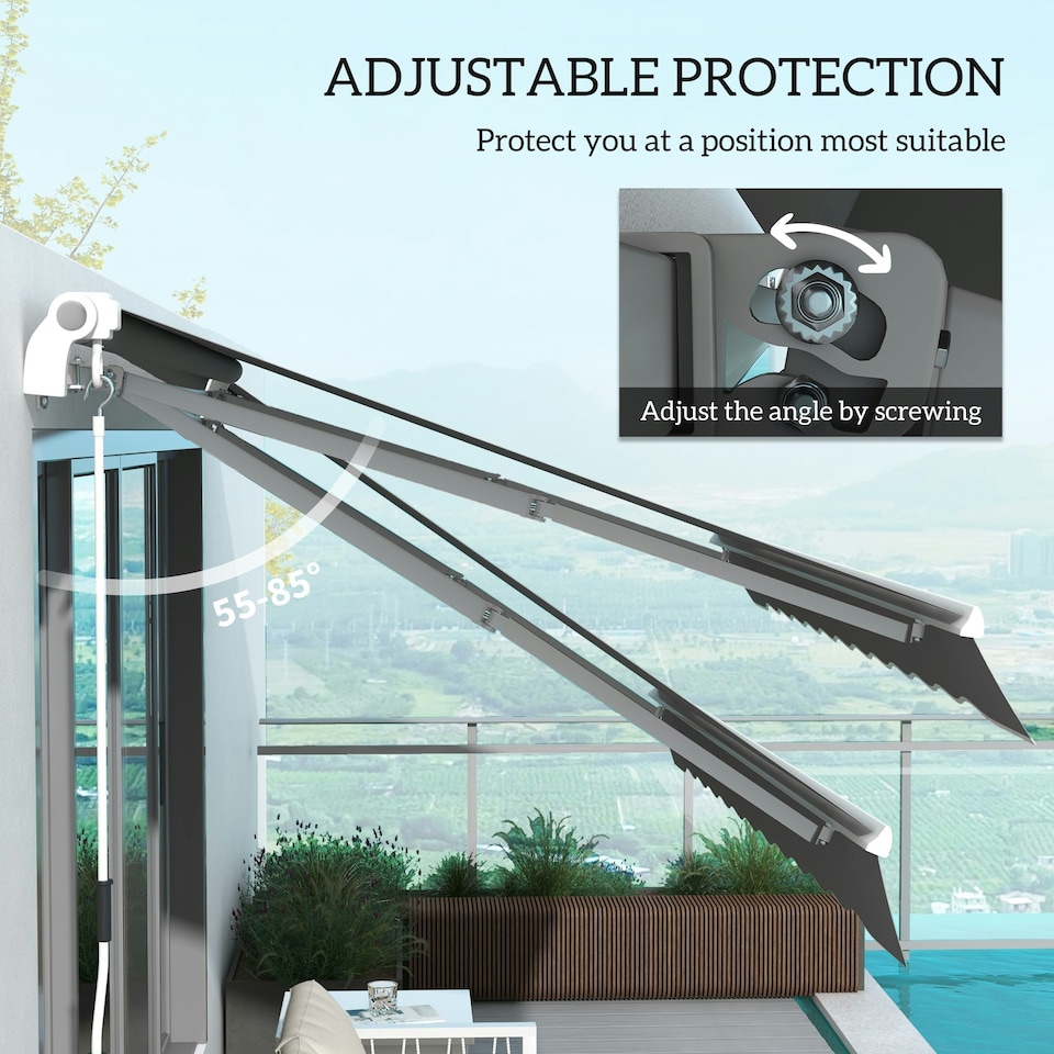image 1 of Outsunny Garden Sun Shade Canopy Retractable Awning, 4 x 3(m), Grey 