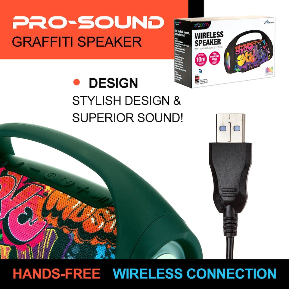 image 1 of Graffiti Wireless LED Speaker - Bluetooth Colour Changing Party Speaker
