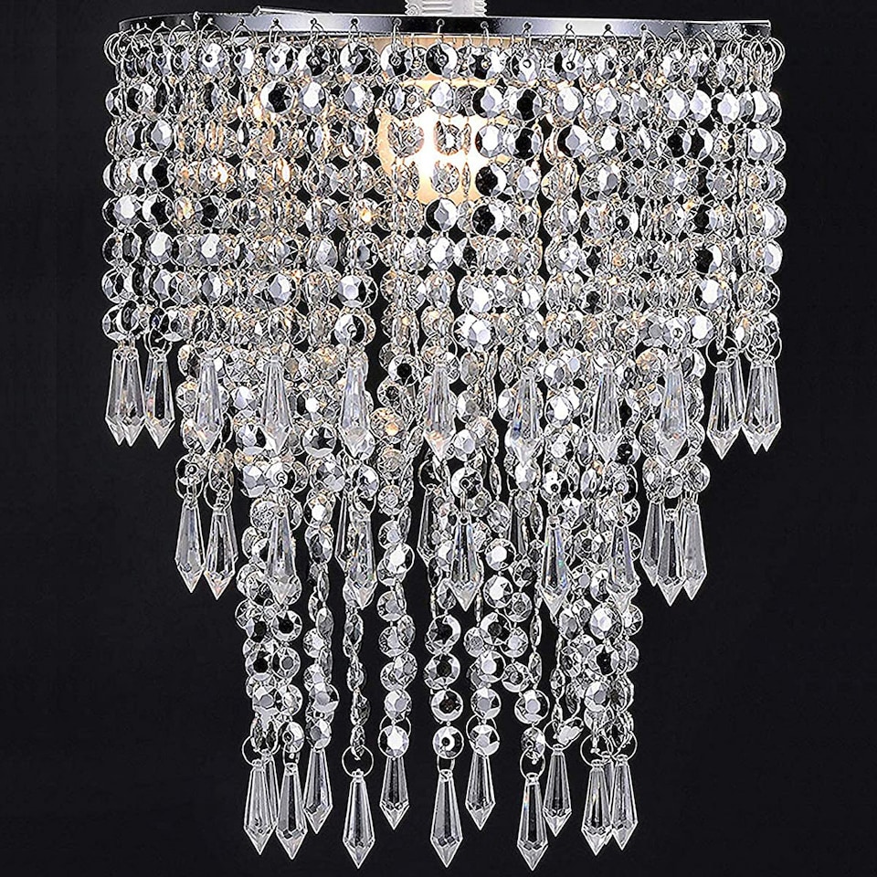 image 1 of CGC LIZA Large Crystal & Chrome Ceiling Pendant Shade | Silver | Silver | Large