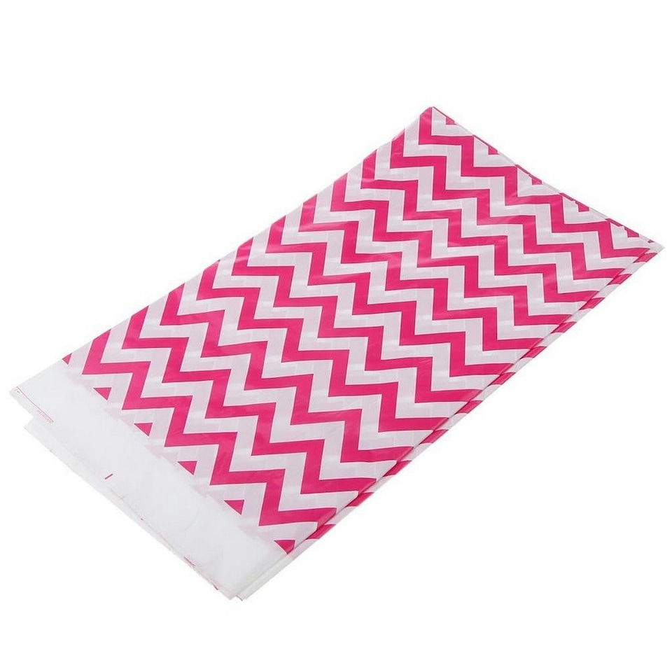 image 1 of Unique Party Plastic Chevron Tablecloth - Hot Pink/White - One Size