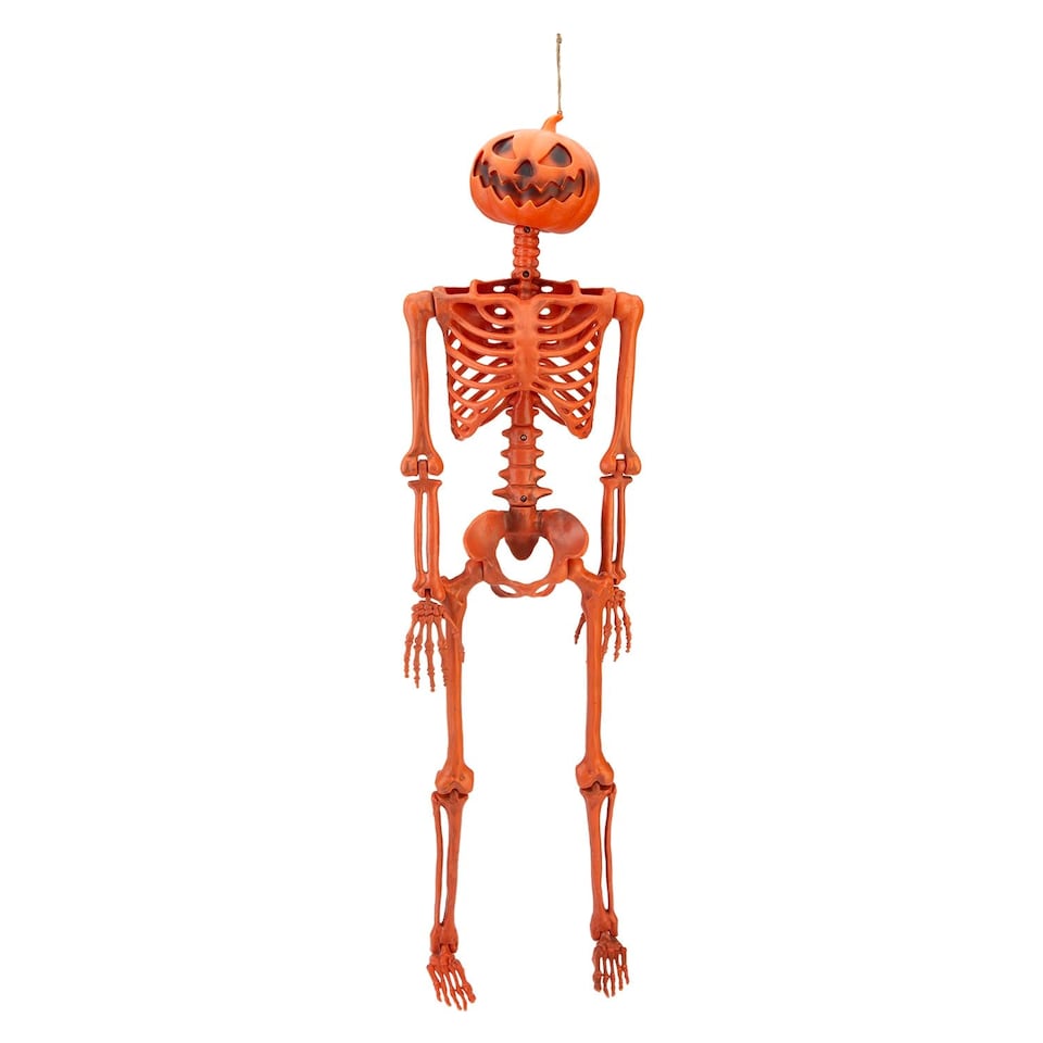 image 1 of PMS Halloween Hanging Pumpkin Skeleton, Orange