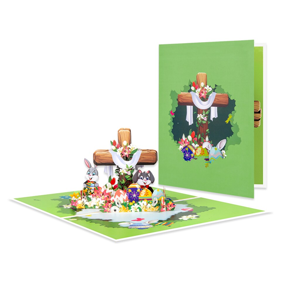 image 1 of Cross Spring Blessings Scene 3D Pop Up Easter Greeting Card