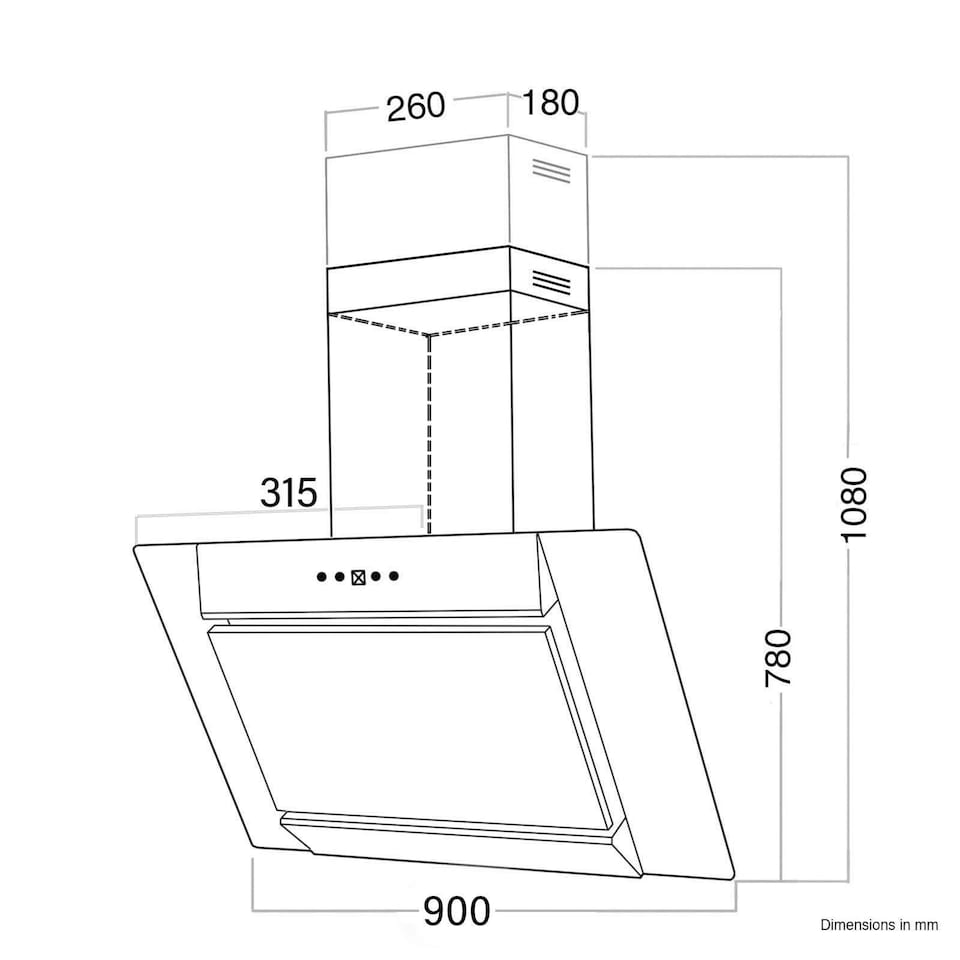 image 1 of SIA AGL91SS 90cm Angled Stainless Steel And Glass Chimney Cooker Hood Kitchen Extractor Fan With LED Lights